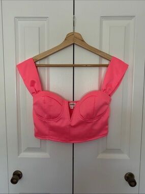 Superdown Pink Bustier Crop Top - Structured Support